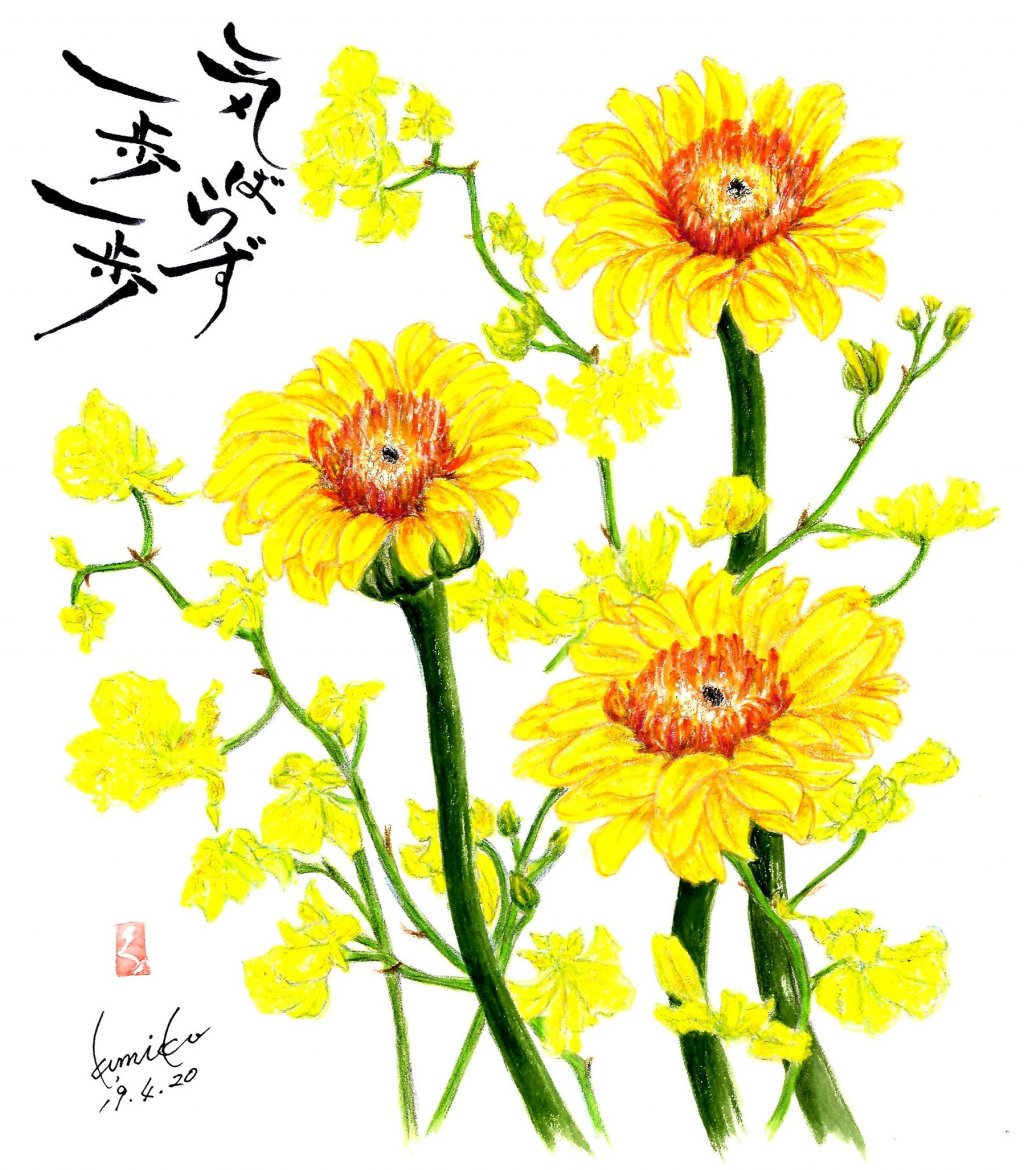 黄ガーベラ＆オンシジュウム　花言葉「可憐」