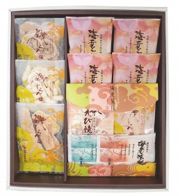 尾張桂新堂本舗　海老せんべい　海老菓撰　KK15　海老ごころ７枚入×4袋・詰合せ袋×１袋・磯しらべ×3袋