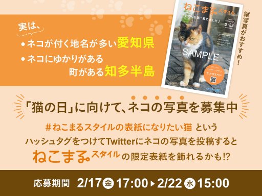 2/22(水)は猫の日「ねこまるスタイル」の表紙になりたいネコ募集-記事