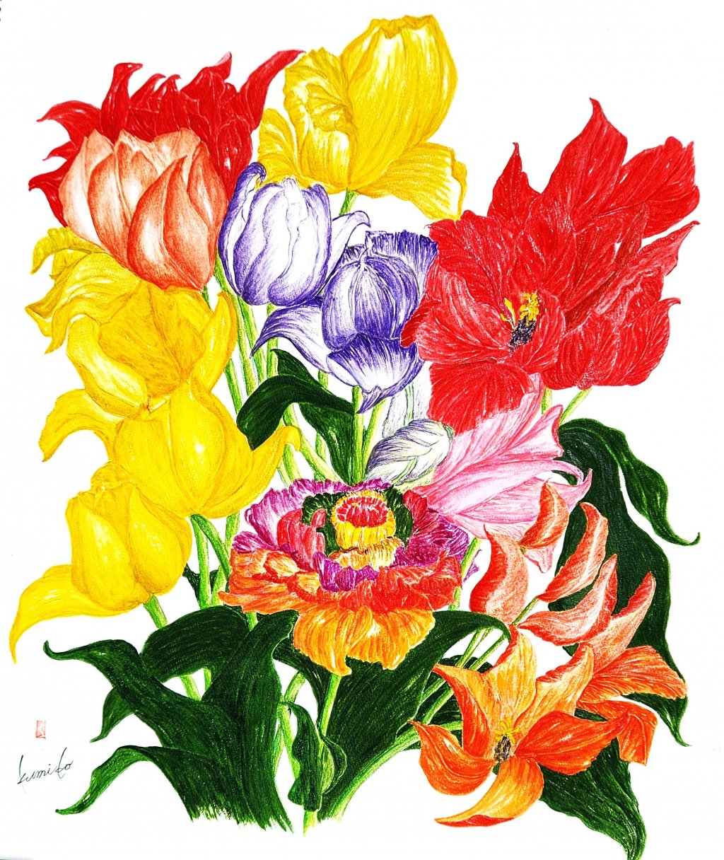 チュウリップの花の輪　花言葉「思いやり」　