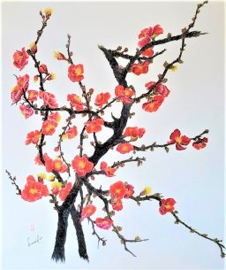 木瓜(ボケ) 　花言葉「妖精の輝」