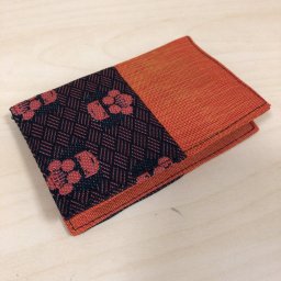 【知多市推奨品】畳ヘリ名刺入れ　4ポケット　梅子柄・橙