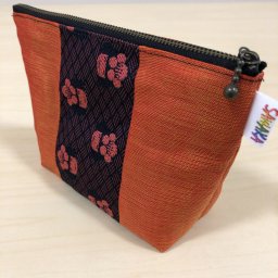 【知多市推奨品】畳ヘリミニポーチ　梅子柄・橙