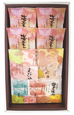 尾張桂新堂本舗　海老せんべい　海老菓撰　KK10　海老ごころ７枚入×4袋・詰合せ袋×１袋